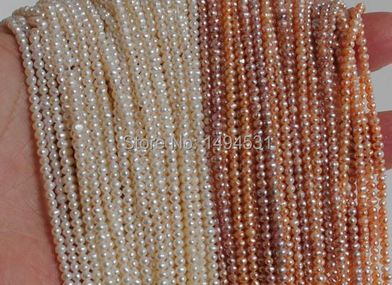 Wholesale 2-3mm Bead Length 40cm Strand Bead Natural Real Pearl Beads Loose Pearl Jewelry White Pink Purple Beads Free Shipping