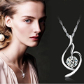 Heart Necklace Women Fashion Charms Silver Crystal Jewelry Necklaces Pendants for Women 2016 Love at First