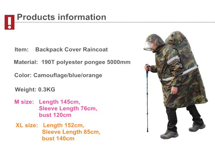 Multifunctional Poncho backpack cover raincoat with cap cape Reflective line for outdoor camping cycling hiking climbing travel1