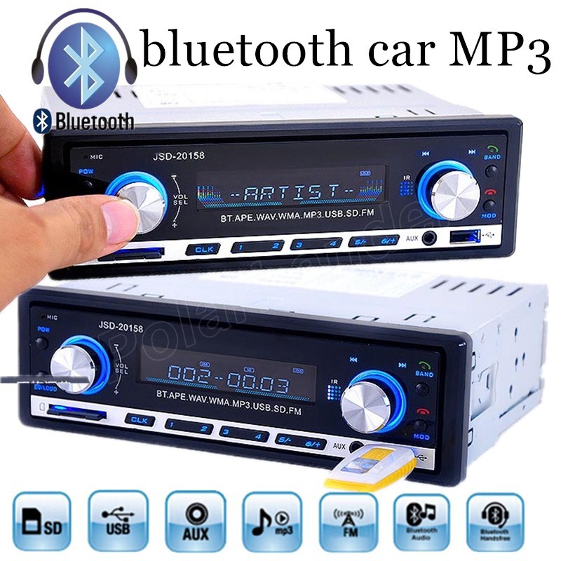 New 12V In-Dash 1 DIN Car Stereo FM Radio MP3 Audio Player Support Bluetooth Phone hand free calling with USB/SD MMC Port