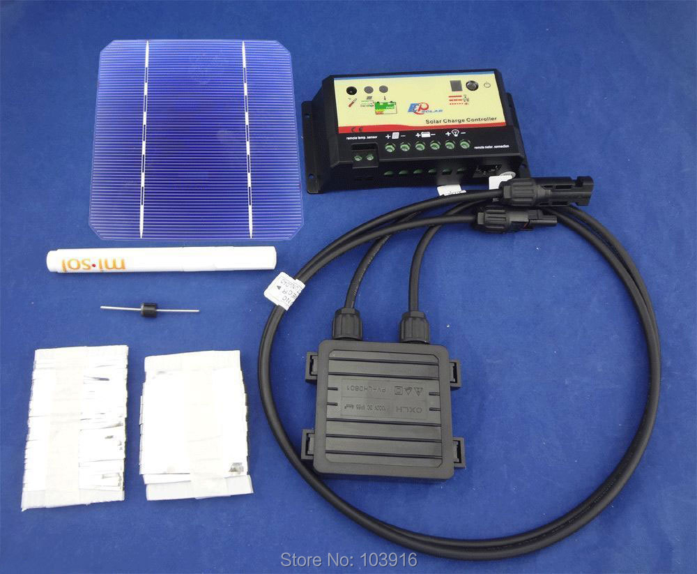 40-pcs-MONO-5X5-DIY-kit-for-solar-panel-solar-cells-regulator-bus 