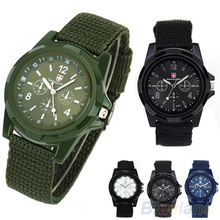New Solider Military Army Men’s Sport Style Canvas Belt Luminous Quartz Wrist Watch 4 Colors 027E