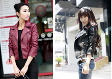 2015 New Fashion Slim Type Zipper Women Jacket Casaco Feminino Coat Black And Red Wine WT