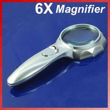 A96 6X 65MM Handheld Magnifying Glass Reading Map Magnifier With 6 LED Light Free Shipping