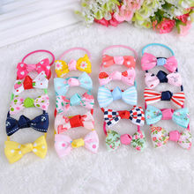 2Pcs Korean Fashion Anchors Floral Heart Dot Printed Bow Headbands Stripe Girl Elastic Hair Bands Chrismas Kid Hair Accessories