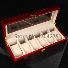 6 Grids caja de reloj de madera alto Quanlity caja de presentación nuevo rojo de la alta laca caja de reloj moda cajas de regalo 100