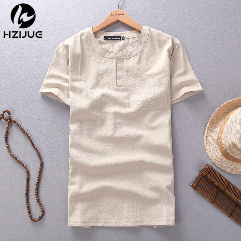 Summer Style Men T shirt Fashion Pure color 2015 XXXL Fitness T shirt linen Short Slim