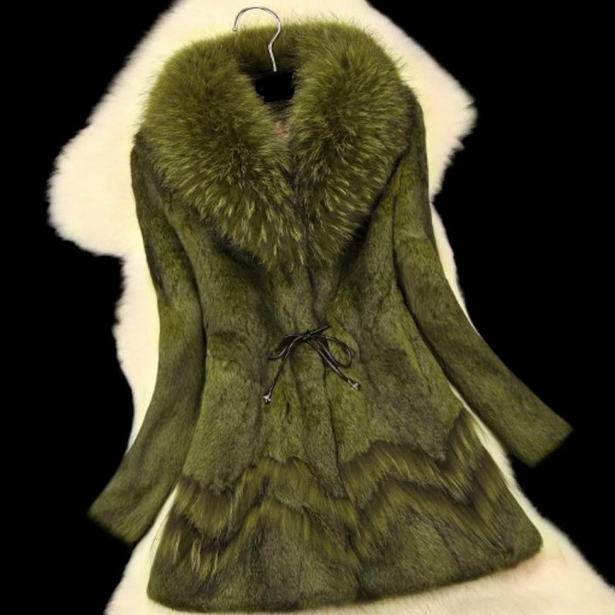 Hot sale real rabbit fur coat medium-long slim V-neck rex rabbit fur coat jackets for women winter