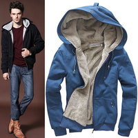 Free shipping new mens plush thick warm overcoat winter coats fleece & cotton padded Jacket Mens hoodies jackets S M L XL XXL