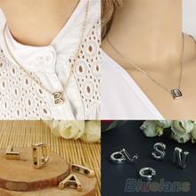 Fashion Women s Metal Alloy DIY Letter Name Initial Link Chain Charm Pendant Necklace 1V7V