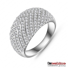 LZESHINE Brand 2014 New Style Arrow Pattern Ring Real Platinum/18K Gold Plated Micro Pave Swiss Cubic Zircon Wide Ring CRI0025