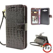 Luxury Crocodile wallet Leather cover For Samsung Galaxy E5 E500 Leather Case With Card Holder Mobile