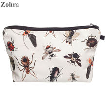 Zohra Bugs 3D Printing Trend line Women Fashion Make up Bag Neceser Cosmetics Maleta de Maquiagem Travel Storage Bags & Cases