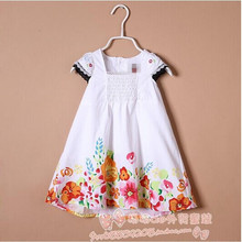 Catimini girls French style dress 2014 new Spring&summer kids embroidery floral sleeve-less dress girls brand princess dresses