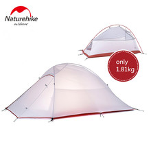 NatureHike tent 1.8kg 3 Person 20D Silicone Fabric Double-layer Camping Tents NH Outdoor Tent ultralight 210T Plaid Fabric Tent