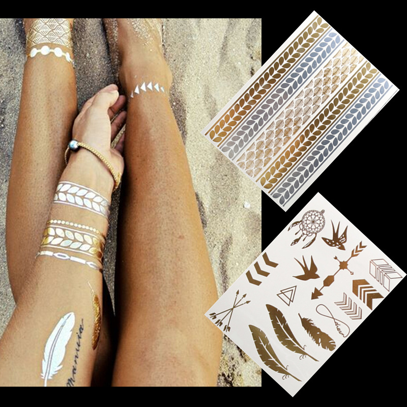 2styles lot diy gold metallic tatoo temporary flash tattoo 2styles lot diy gold metallic tatoo temporary flash tattoo