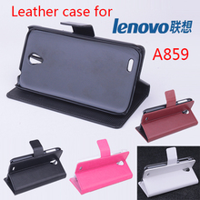 free shipping Lenovo A859 case cover, Good Quality New Leather Case + hard Back cover For Lenovo A 859 cellphone In Stock