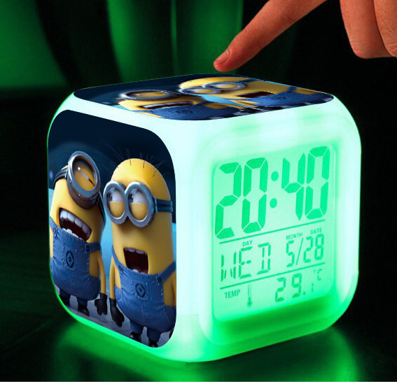 Minions 7 Color Changing LED Digital Alarm Clocks For Kids