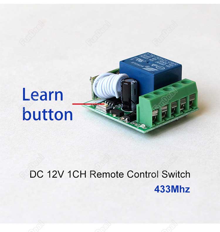 DIY DC 12V 10A relay 1CH Wireless RF Remote Control Switch Transmitter Receiver 