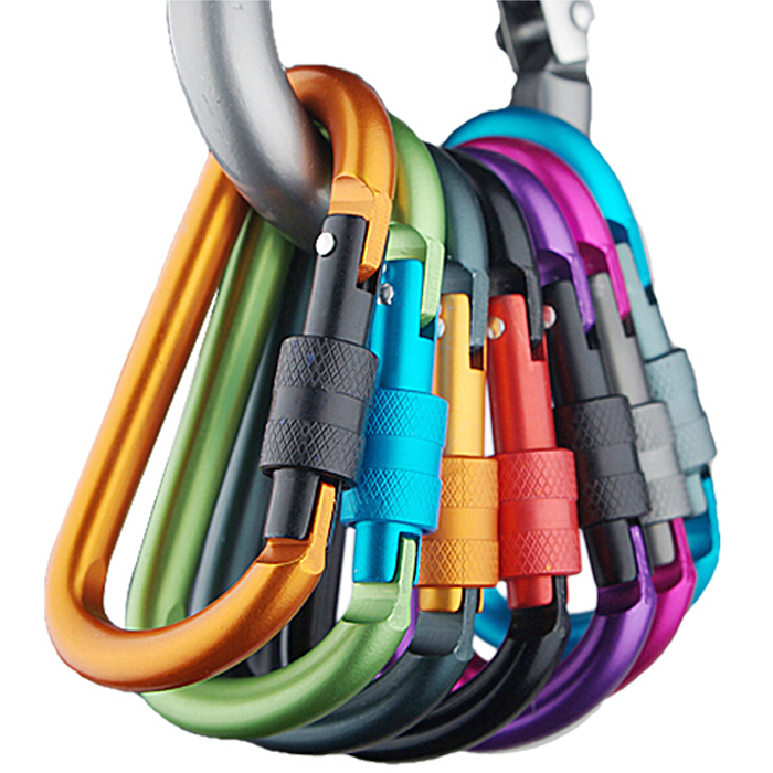 1 piece Outdoor multi colors Safety Buckle With Lock Aluminium Alloy Climbing Button Carabiner Camping Hiking Hook