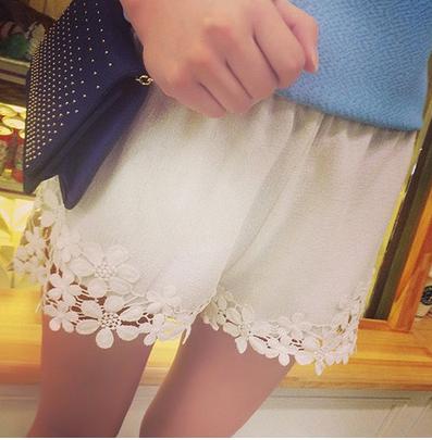 Summer Style Women s Casual Sexy Black White Shorts For Women Lace Trim High Waist Shorts