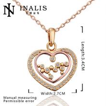N576 New Band Women Necklace Heart 18K Gold Plated Austrian Crystal Pendant Necklace Jewlery Vintage Statement