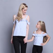 High-grade Mother And Daughter Clothes 2016 New Summer Fashion Shirts women girls Family Matching Outfits mother & kids clothing