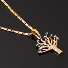 Evil Eye Pendants Unique Tree Shape New Trendy 18K Real Gold Plated Rhinestone Women Fashion Jewelry