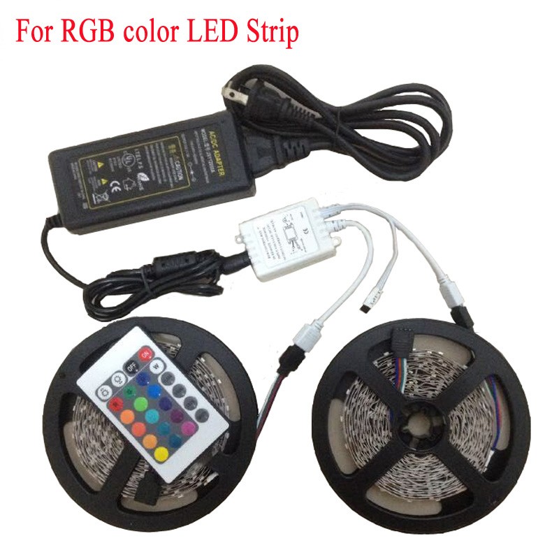 3528 5050 RGB led strip Cold white Warm white blue red green yellow with remote control and power adapter (7) 