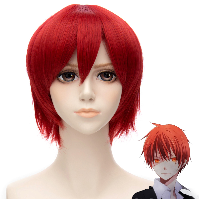 Anime cosplay wig  Assassination Classroom Akabane Karuma and Kozato Enma 30cm red short cosplay wigs free shipping