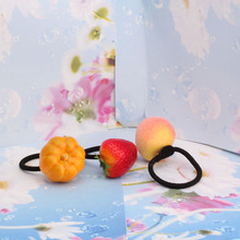 New Girls Hair Accessories Resin Fruit Shaped scrunchy Peach Strawberry Headwear Headband Pumpkin Rope Elastic Hair Bands