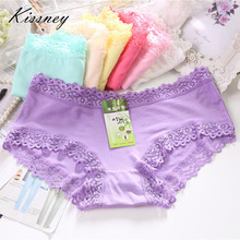 Kissney Bamboo Fiber Lace Women Everyday Underwear Women Panties Seamless Ultra Comfortable Women Briefs K057