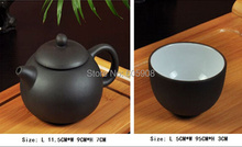 7 pcs Travel Ceramic Teapot Set With Green Gift Bag 1 Teapot 2 Cups 10g Black
