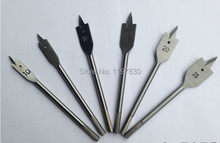 Free shipping of 6pc wood flat drill sets 10/12/16/18//20/25mm Paddle Flat Wood Boring Drill Bit Set Power Tools With Hex Shank