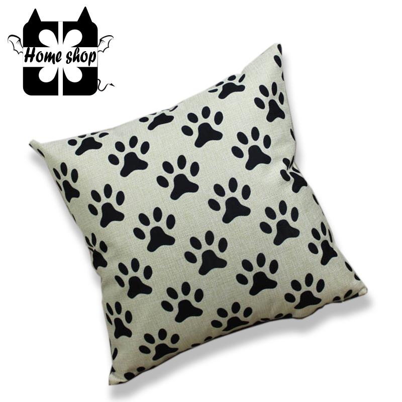 HOME SHOP Home Decor Throw pillow cases Dog footprints Print Car sofa Linen Cushion Cover 45 ...