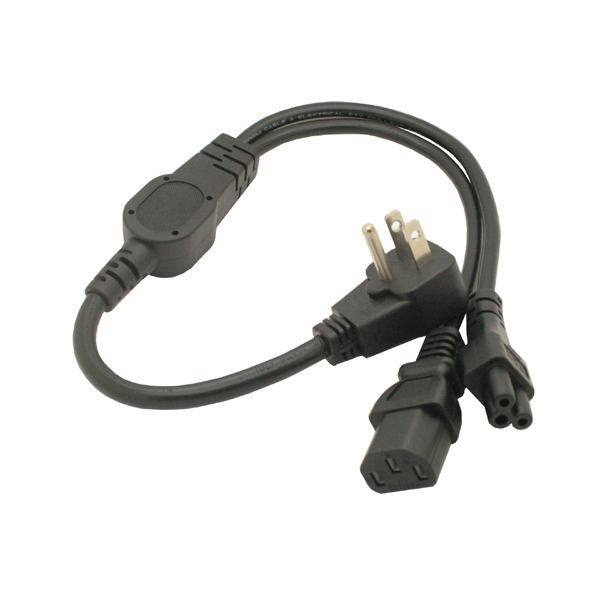 2 in 1 Multi function Power Cord USA US flat plug to IEC 320 C5 C13