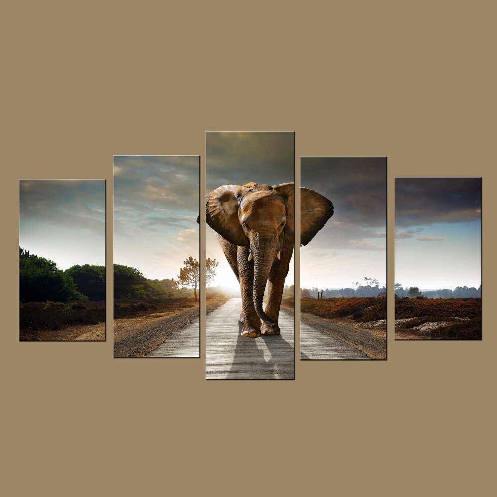 Modern Wall Art Prints Canvas Elephant Painting from Digital Picture