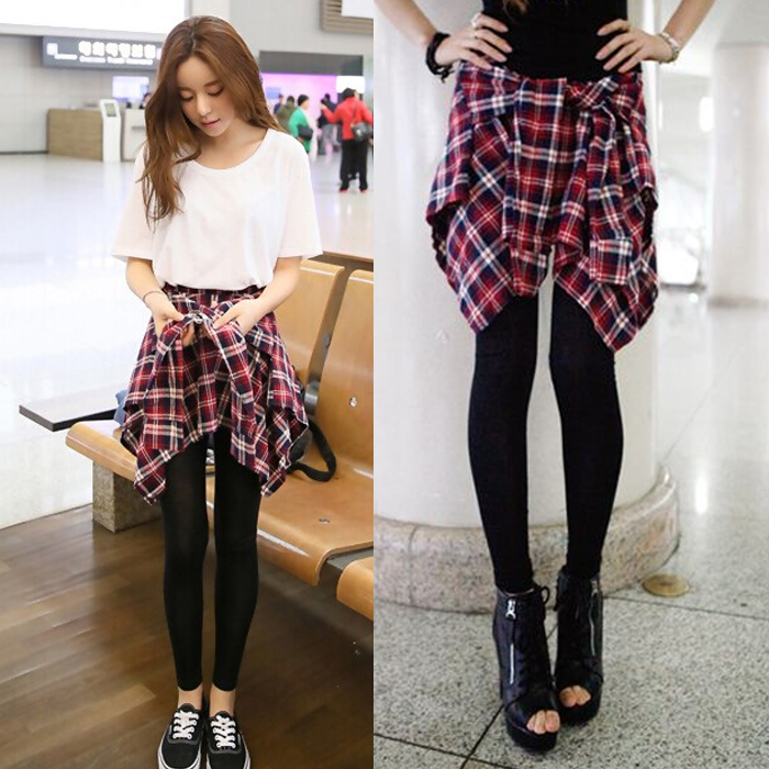 2015-pants-faux-two-piece-plaid-shirt-patchwork-plus-velvet-thickening-legging-skirt-female.jpg