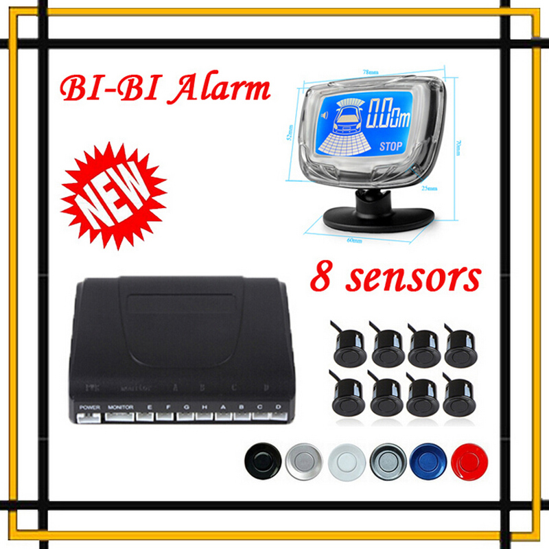 Hot sale! 8 all-weather rear front rear-view parking sensor 8 Sensor Reverse Backup Radar Kit with LCD Monitor alarm system