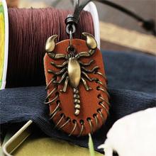 Vintage Steampunk Leather Necklace Scorpion Collares Necklaces Pendants Fashion Statement Necklace for Women Men Jewelry 2015