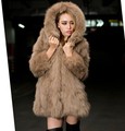 Brand Real Faux Fur Coat of high quality women s winter fox fur long hooded coat