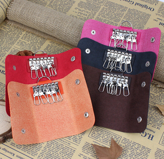 Hot Sale quality gifts Keys holder Organizer Manager pu leather Buckle key case wallet bolsa keychain
