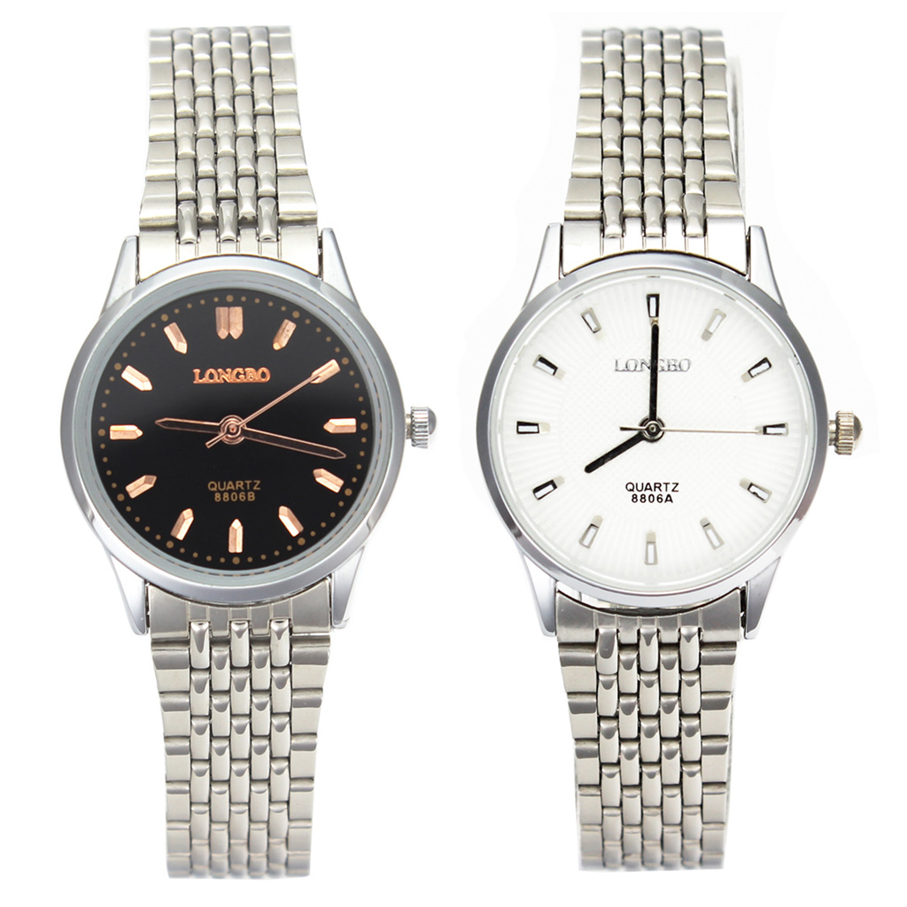 Dress Fashion Women Stainless Steel Chain Watch Lady Black White Quartz Watches