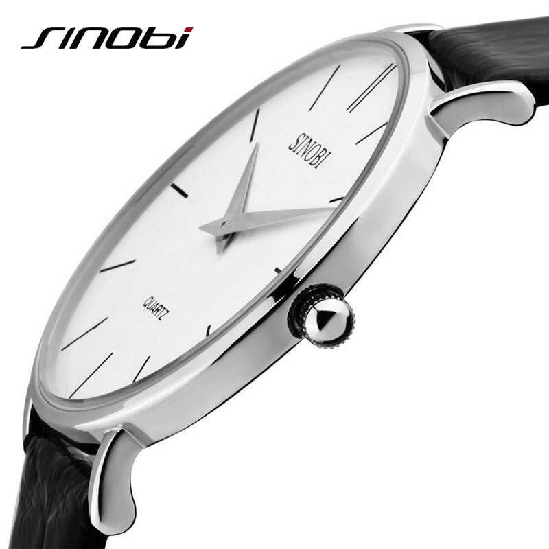 Super slim Quartz Casual Wristwatch Business JAPAN SINOBI Brand Genuine Leather Analog Quartz Watch Men s