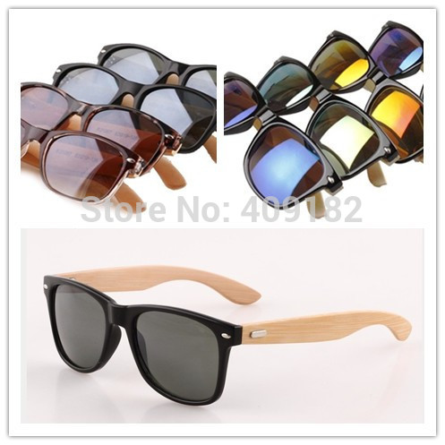 8 Color UV 400 Handmade Aviator Wayfarer Bamboo Sunglasses Retro Vintage Wooden Sides