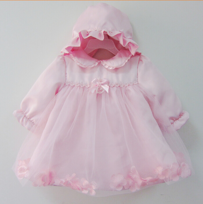 Newborn Baby Christening Gown Infant Pink Lace Princess Baptism Dress