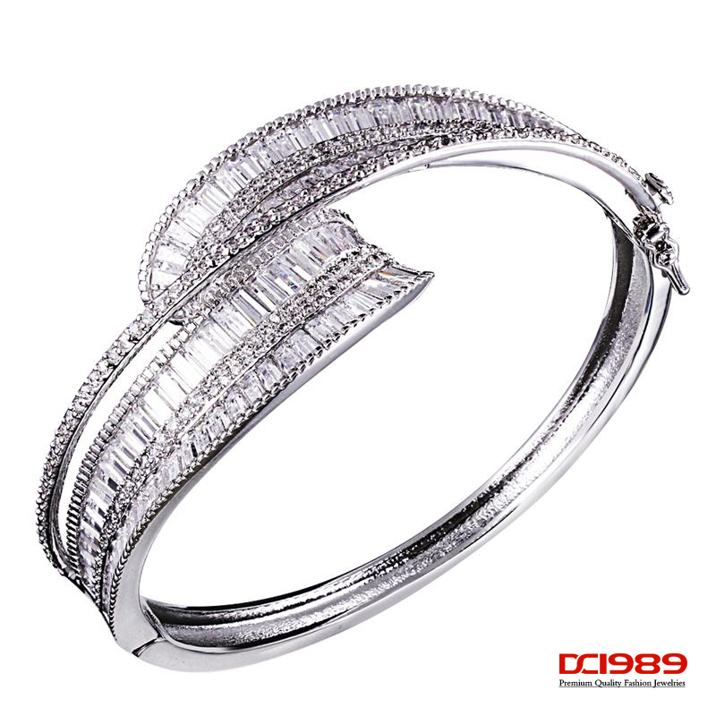 New Look  Bridal Luxury Bangles AAA Cubic Zirconia Setting 18K Gold Plated Cadmium and Lead Free Women Bracelet