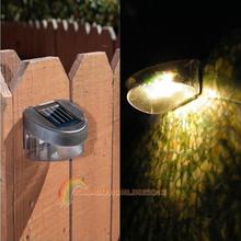 R1 Outdoor Solar Powered 2 LED Wall Stairway Mount Garden Warm Yellow Light Lamp