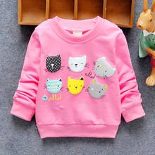 2016 New Arrival Baby Girls Sweatshirts Spring Autumn sweater cartoon 6 Cats long sleeve T shirt