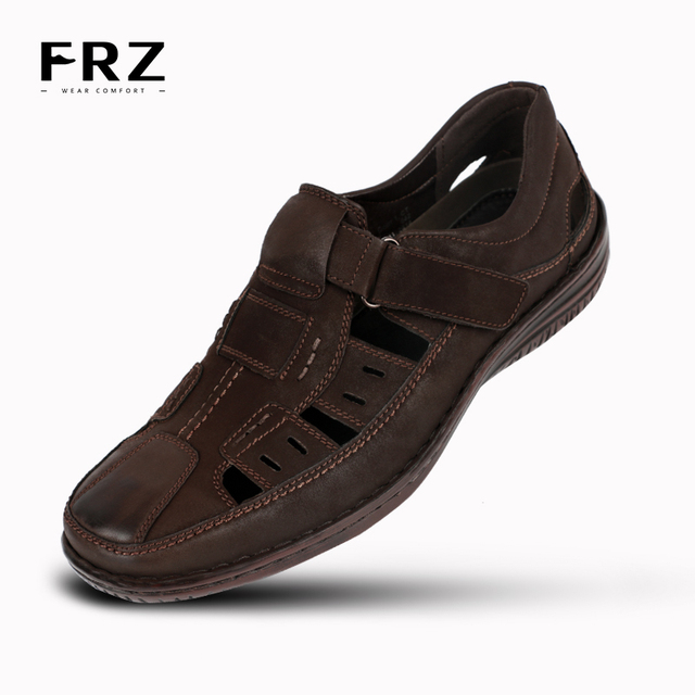 2016 FRZ мода мужчин сандалии дышащий действие кожа фишер ботинки черные человек большой размер Sapatos Masculinos CE86702